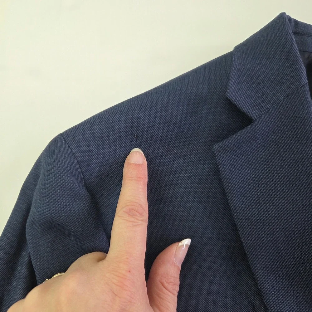 Jos A Bank Traveler Blazer Mens 42L Navy Blue Slim Wool Suit Jacket‎ Sport Coat